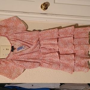 Pink & White Floral Tiered Dress